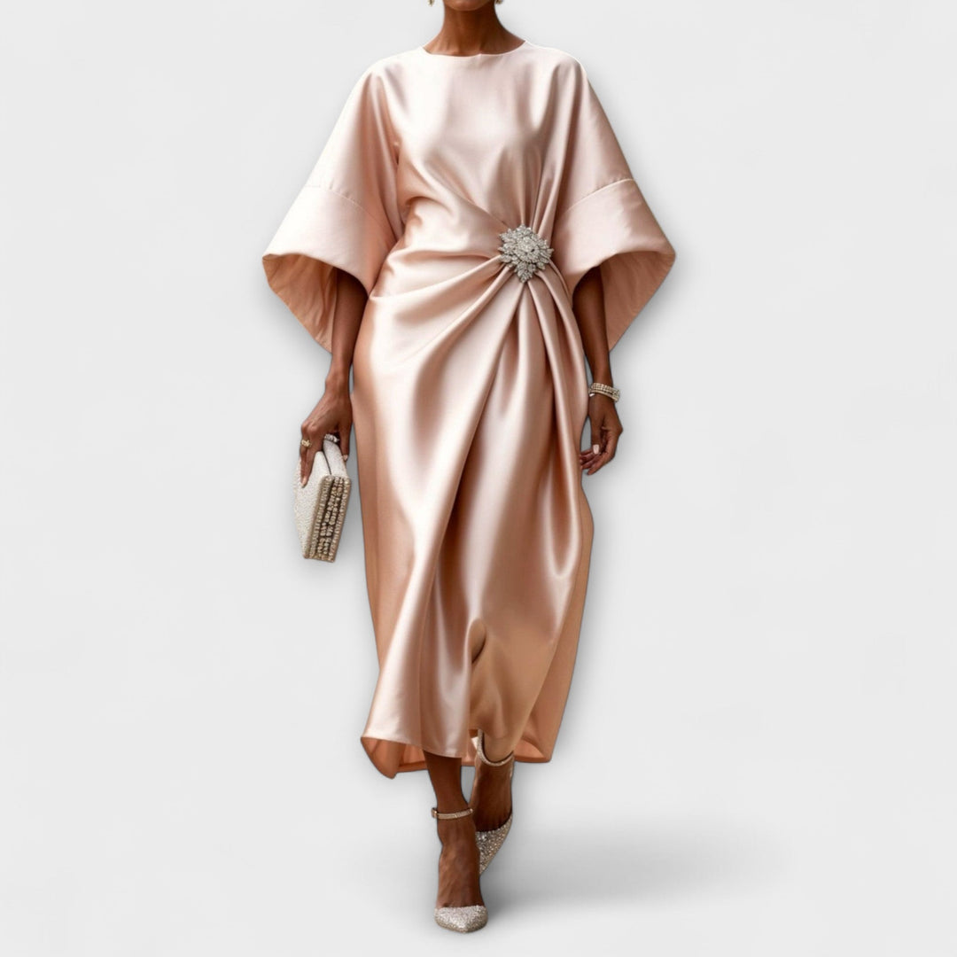 Luksuzne satenaste maxi obleke z leskom