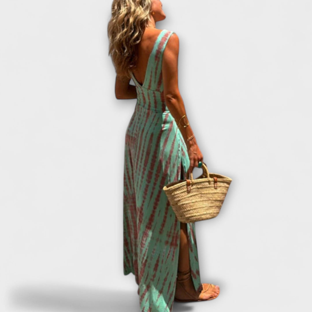 Ella - Eleanor Tie-Dye Izrezane Obleke z Razporki