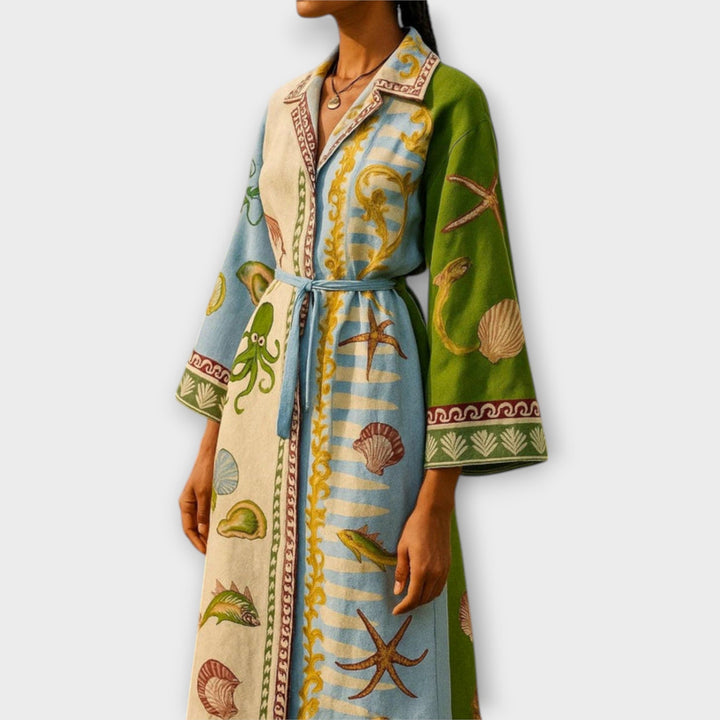 Jule - Tiskane midi obleke iz twilla s pasom