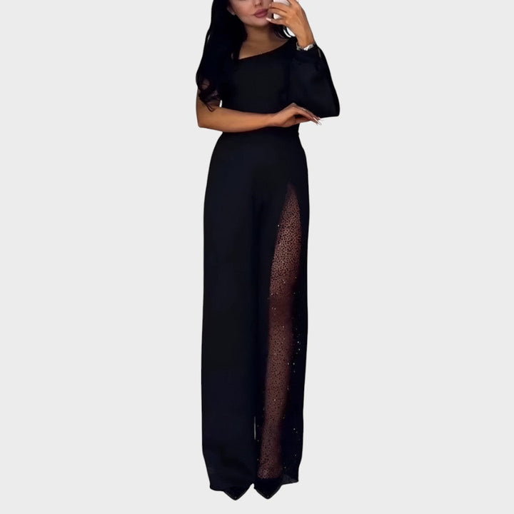 Ines - Moderna kombinezonska obleka z širokimi hlačami