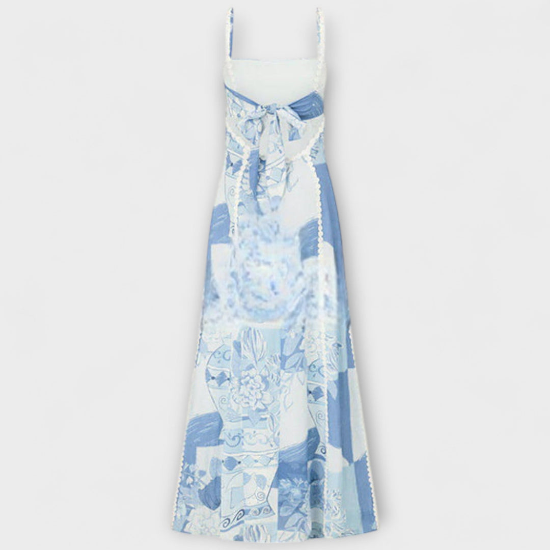 Terazza Ric Rac - Maxi obleka iz lanu z razširjenim krojem