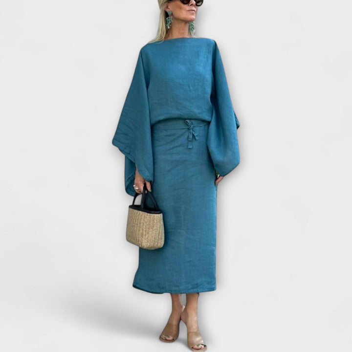 Dana - Kimono obleka izdelana iz lanu in bombaža