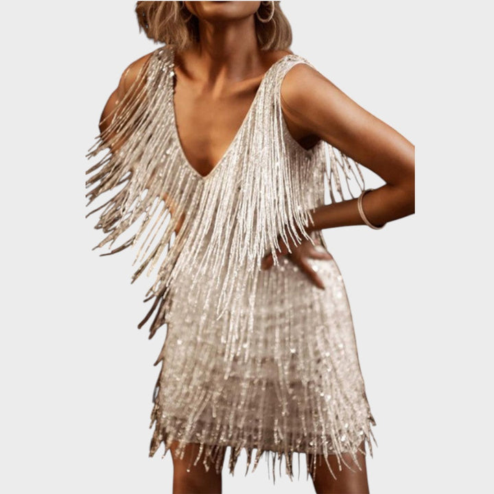 Tasa - Sijoča mini obleka z franjami