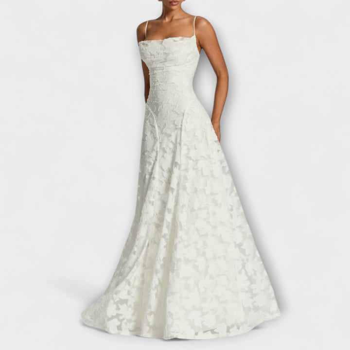 Emberly - Elegantna maxi obleka iz žakardne tkanine