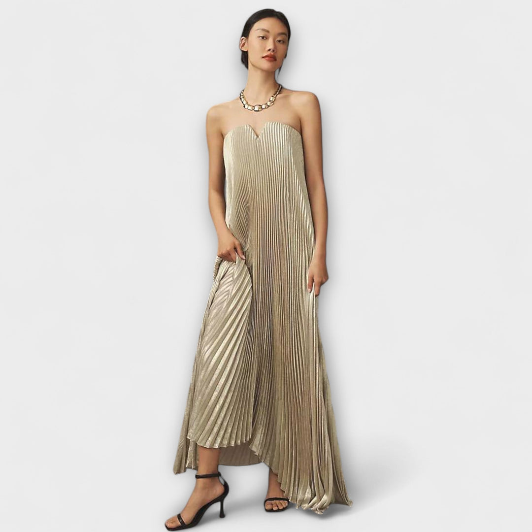 Michelle - Maxi obleka Sweetheart v oranžni cvetlični