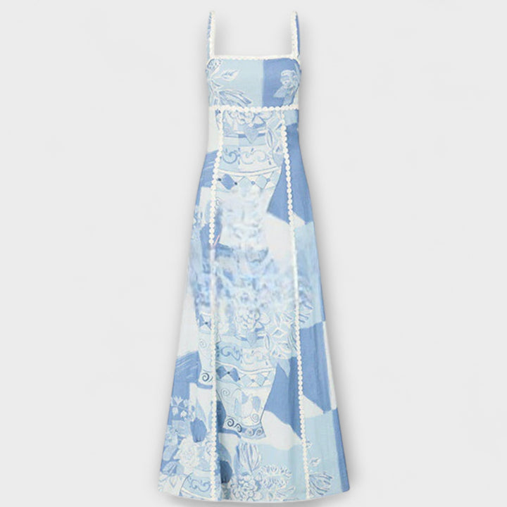 Terazza Ric Rac - Maxi obleka iz lanu z razširjenim krojem