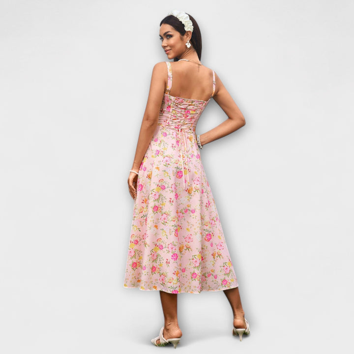 Upanje - Roza top obleka z detajlom razporka