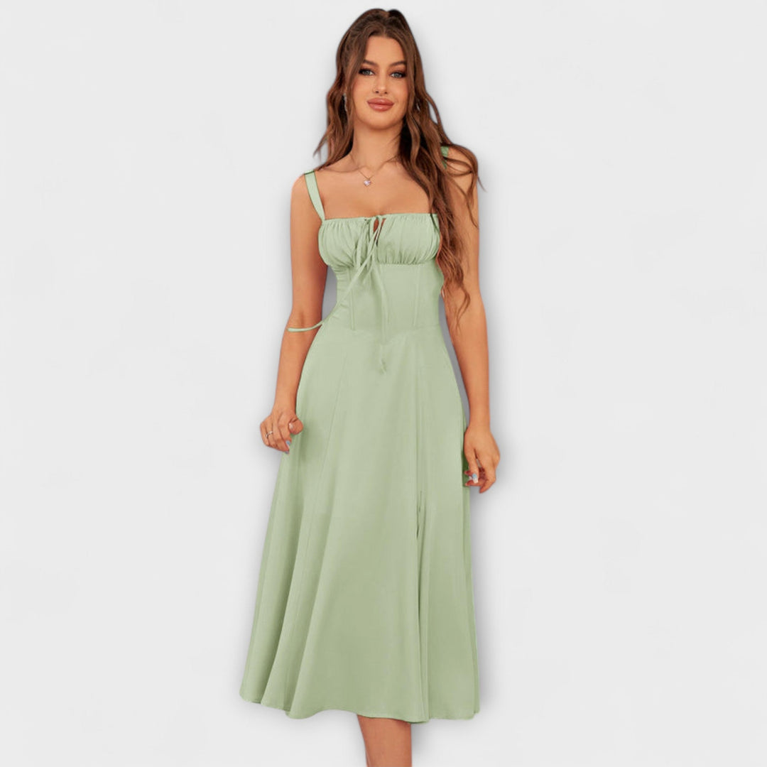 Upanje - Roza top obleka z detajlom razporka