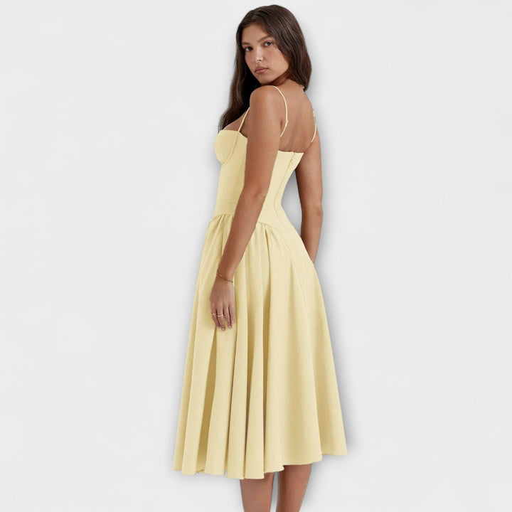 Rosalie - Elegantna brezrokavna korzetna obleka