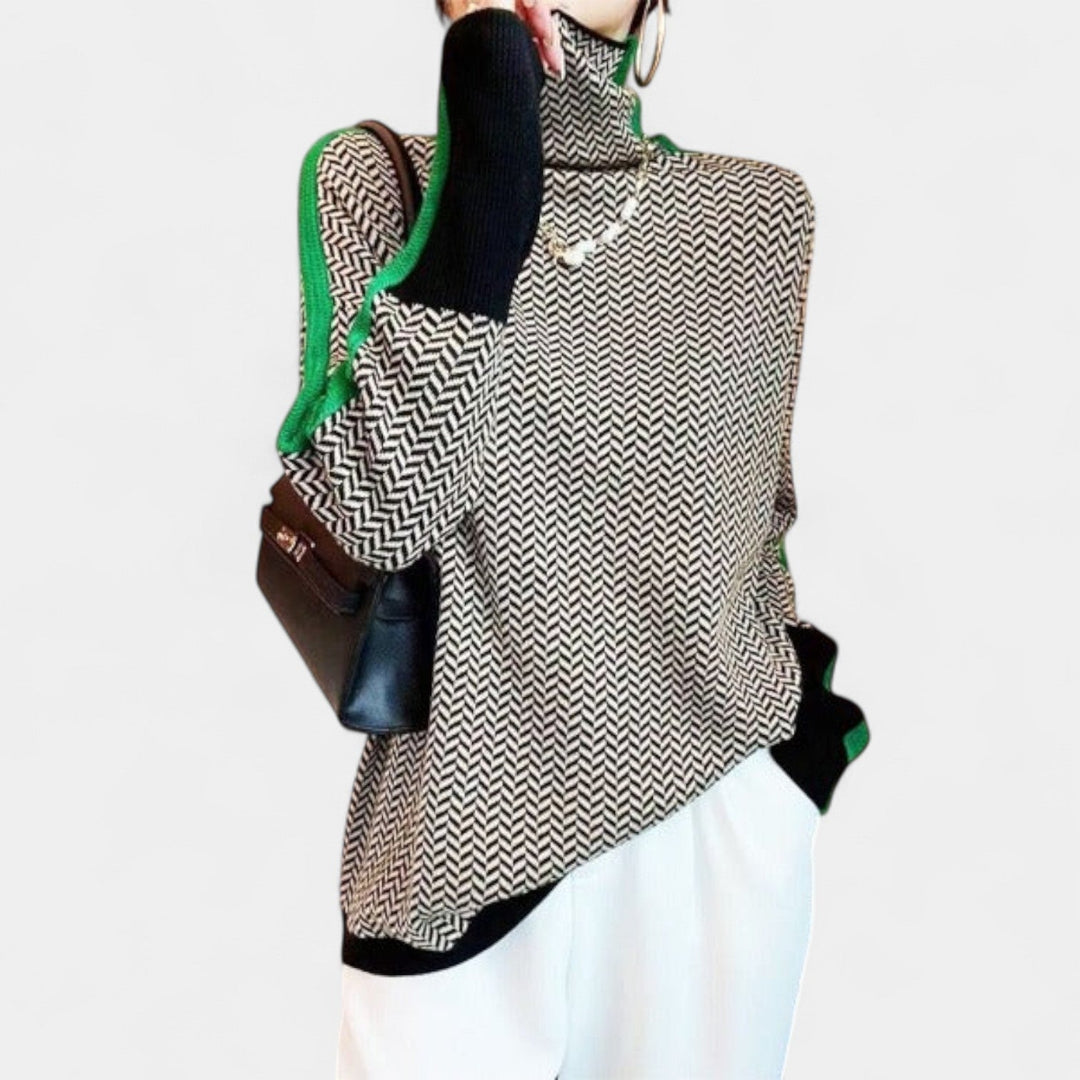 Teja – Elegantni pulover z vzorcem ribje kosti