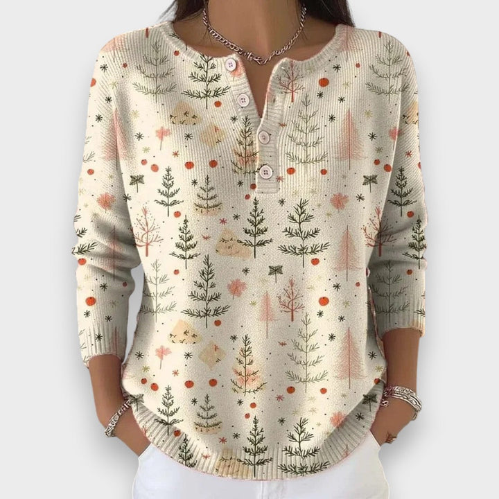 Simona - Božični Pulover z Gumbi