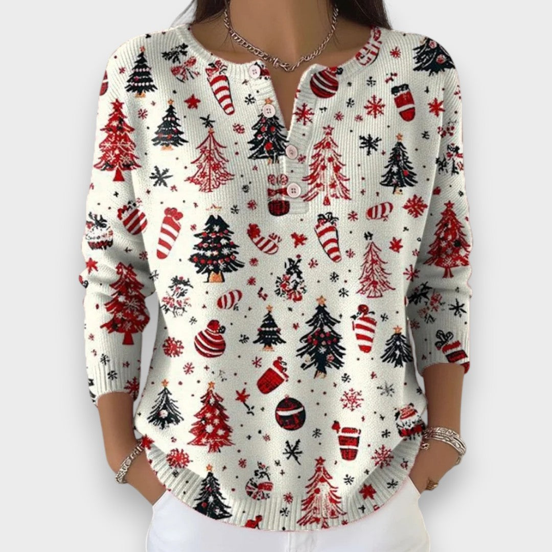 Simona - Božični Pulover z Gumbi