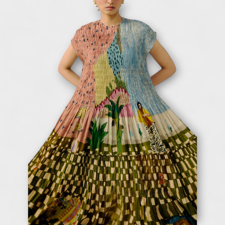 Amara - Oblačilo z naborki in živalskim potiskom