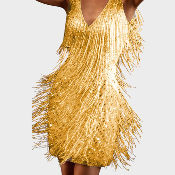 Tasa - Sijoča mini obleka z franjami